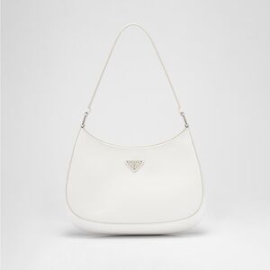 White Prada Cleo Brushed Leather Shoulder Bag